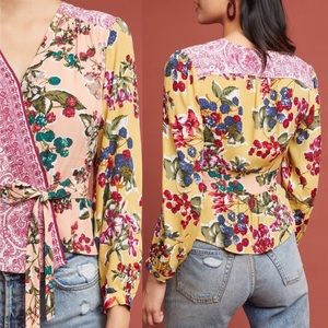 ‼️NWT Anthropologie Floral Patchwork Wrap Blouse‼️